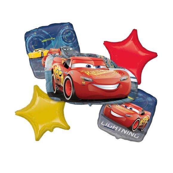 Disney Pixar Cars 3 Balloon Bouquet – Lightning McQueen Party Decor (5 Balloons) - Picture 3 of 10